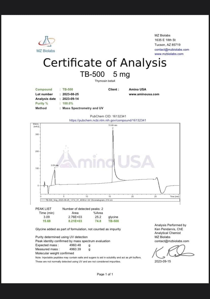 Amino USA Peptides TB-500 5mg PEP-00040